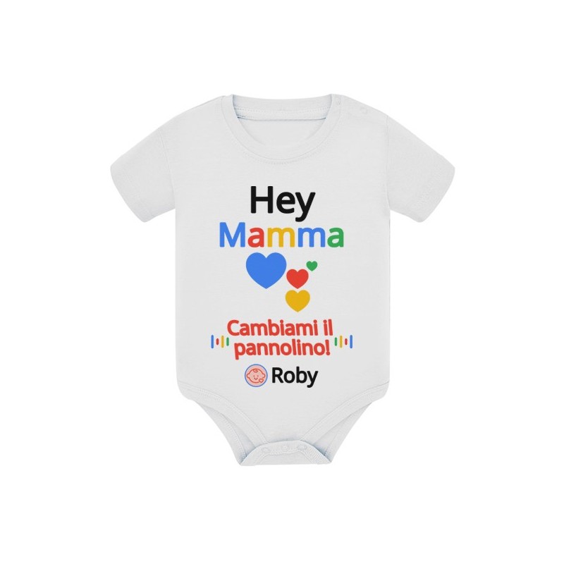 Body bimbo e bimba comando vocale Hey Mamma! Cambiami il pannolino! Personalizzato con il nome!