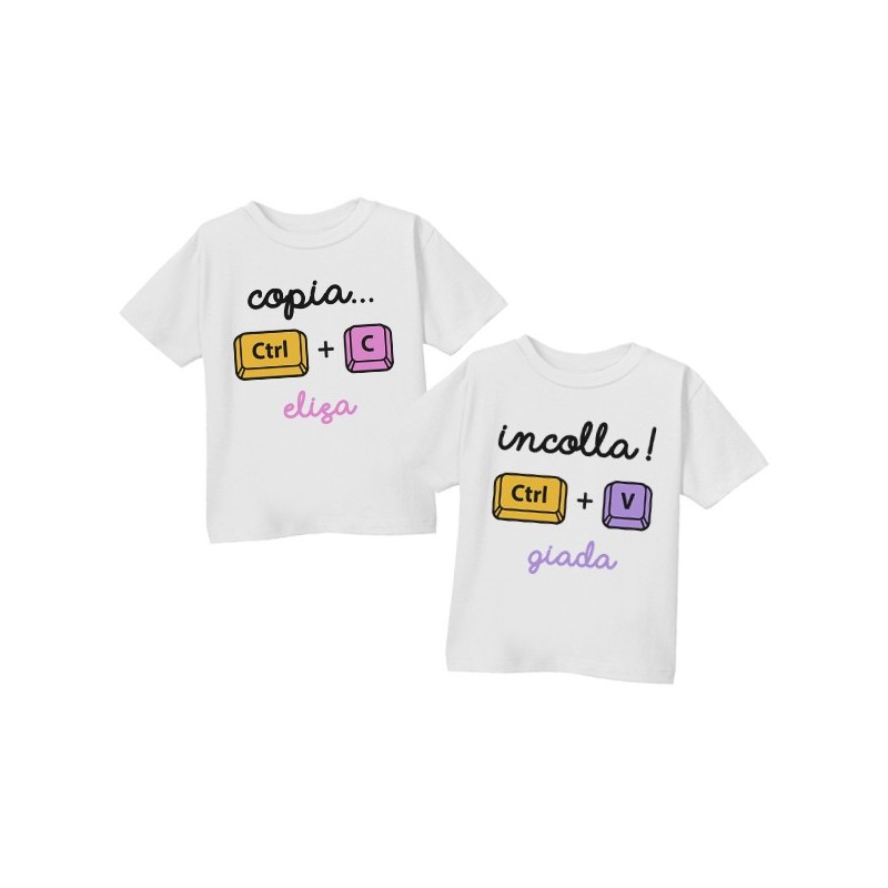 Coppia di t-shirt sorelle gemelle Copia + Incolla, divertenti! Personalizzati con i nomi delle bimbe!