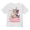 T-shirt Maglietta bimba Primo Compleanno, adesso ho 1 anno! Personalizzata con il nome! Gattino!