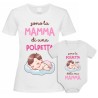 Kit di coppia: t-shirt mamma + body bimba Polpetta di Mamma! Personalizzato con il nome del bebè!