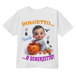 T-shirt Maglietta bimbo Dolcetto o Scherzetto? Halloween! Personalizzata con il nome!