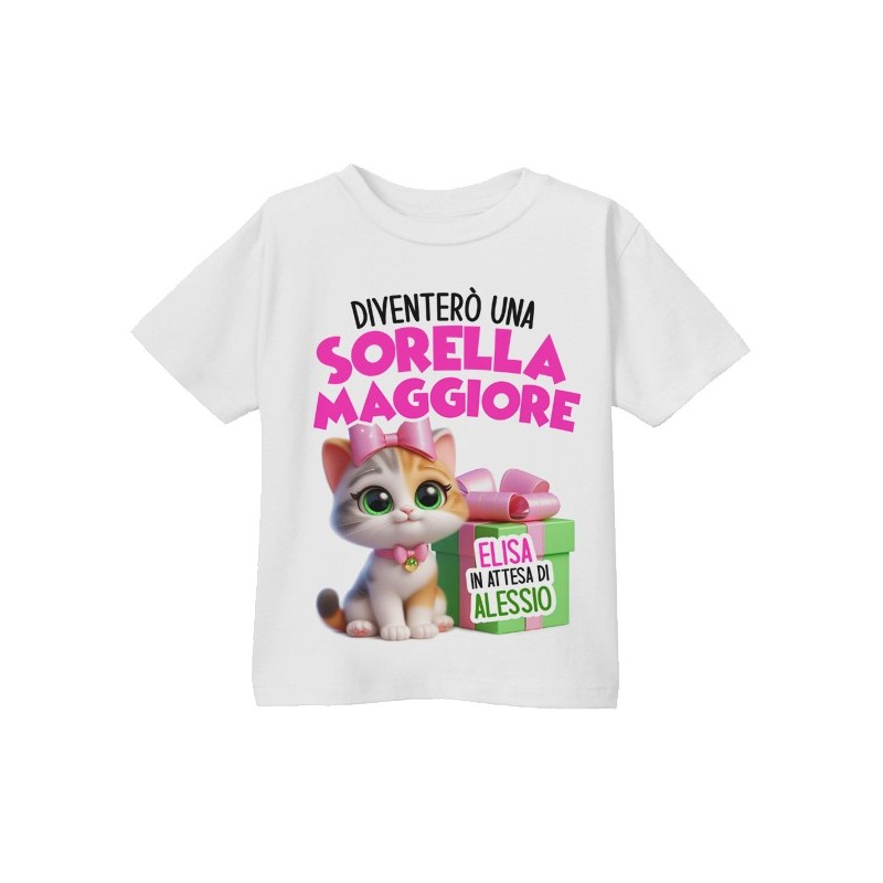 T-shirt Maglietta bimba Diventerò una sorella maggiore! Personalizzata con i nomi!