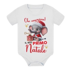 Body bimbo e bimba Che emozione, il mio primo Natale! Personalizzato con nome! Elefantino!