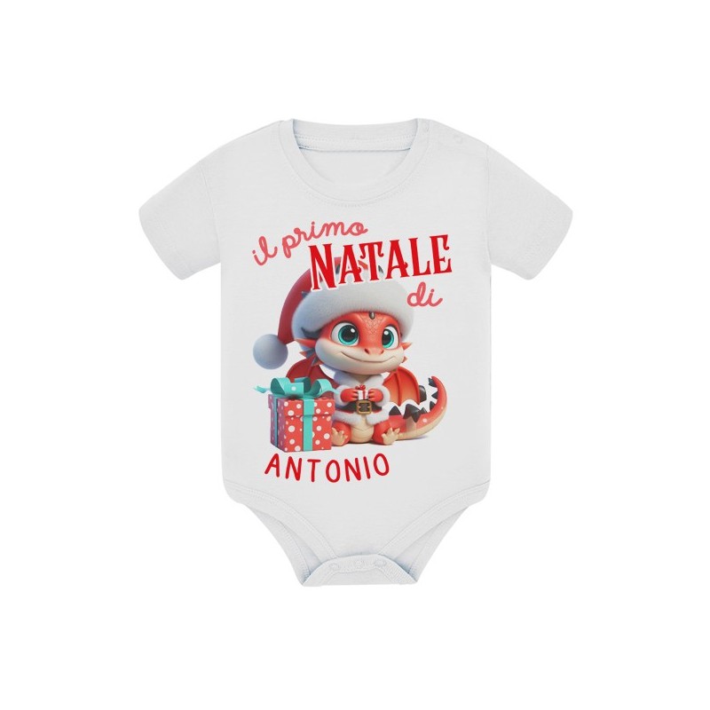 Body bimbo e bimba Il primo Natale! Personalizzato con nome! Draghetto!