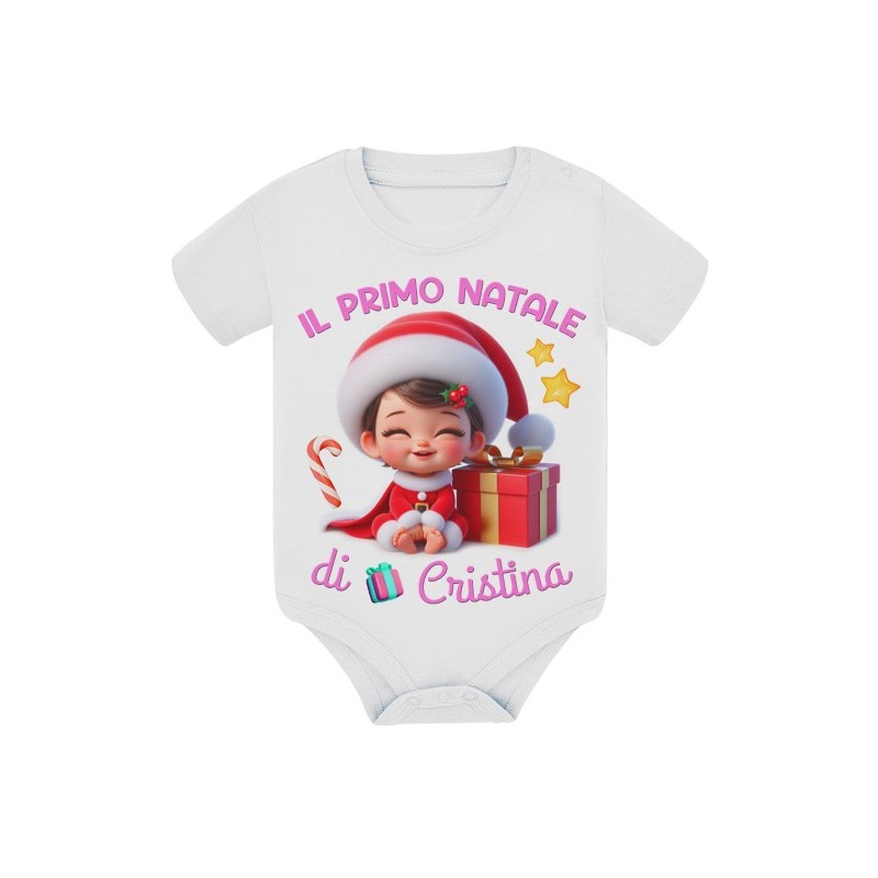 Body bimba Il primo Natale! Personalizzato con nome! Bebè carina!