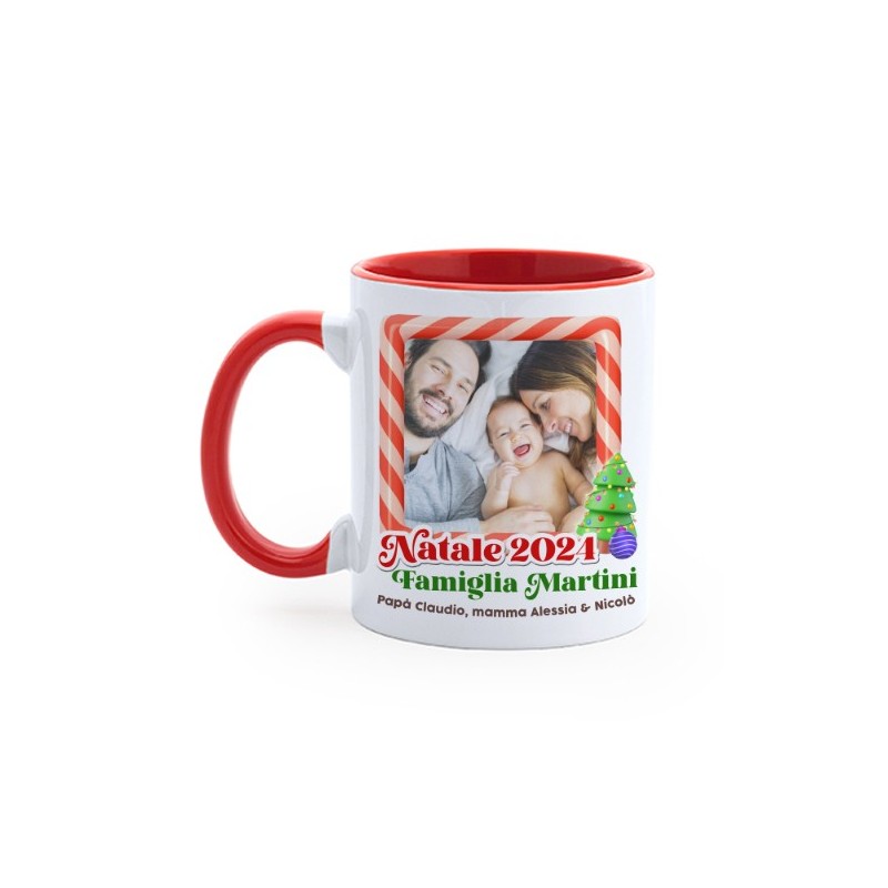 Tazza Mug Natale, famiglia! Personalizzata con la tua foto, anno e nomi di famiglia, mamma, papà e bimbo o bimba!