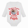 Body bimbo e bimba manica lunga Buona Prima Festa del Papà! Personalizzato con la tua foto nel cuore!