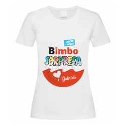 T-shirt Maglietta donna futura mamma Bimbo / Bimba / Bimbi Sorpresa! Ovetto personalizzato con il nome o i nomi bebè!